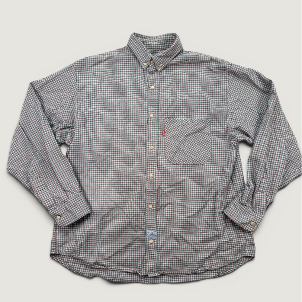 Vintage Levi's Mens S Shirt Multi Color Plaid Long Sleeve Flannel Made in USA